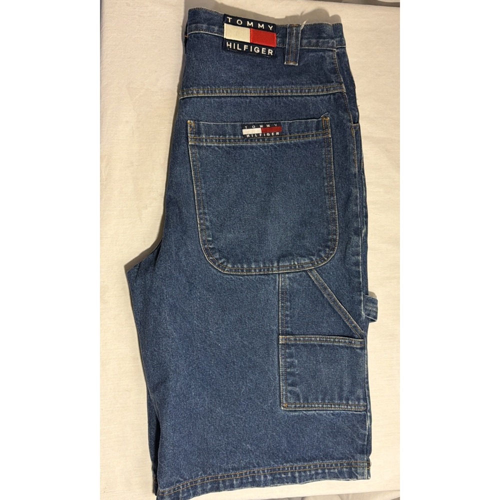 Vintage Tommy Hilfiger Shorts Mens 38 Denim Carpenter Patch Pocket Y2K‎ 2000s